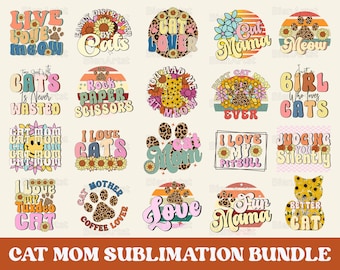 Cat Mom PNG Bundle, Mama Sublimation Designs (Digital Download)