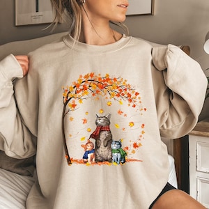Cats Autumn Fall Shirt, Funny Thanksgiving Cat Lovers T-Shirt, Cat Fall Leaves Tree T-Shirt Pumpkin Spice