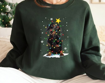Dachshund Christmas Lights Shirt, Wiener Dog Lover Gift