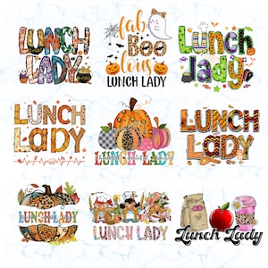 Halloween Lunch Lady PNG Bundle, Happy Fall Lunch Lady Squad PNG, Cafeteria Squad PNG, School Lunch Lady Png