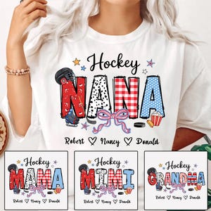 Hockey Grandma Shirt,  Hockey Mama Shirt, Retro Game Day Shirt, Ice Hockey Crewneck, Custom Grandma With Grandkids Shirt