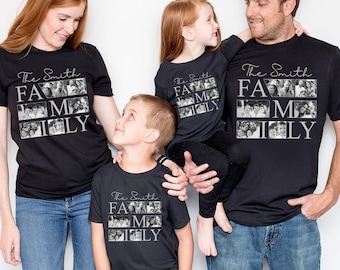 Camiseta personalizada con foto familiar, camiseta vintage de algodón personalizada