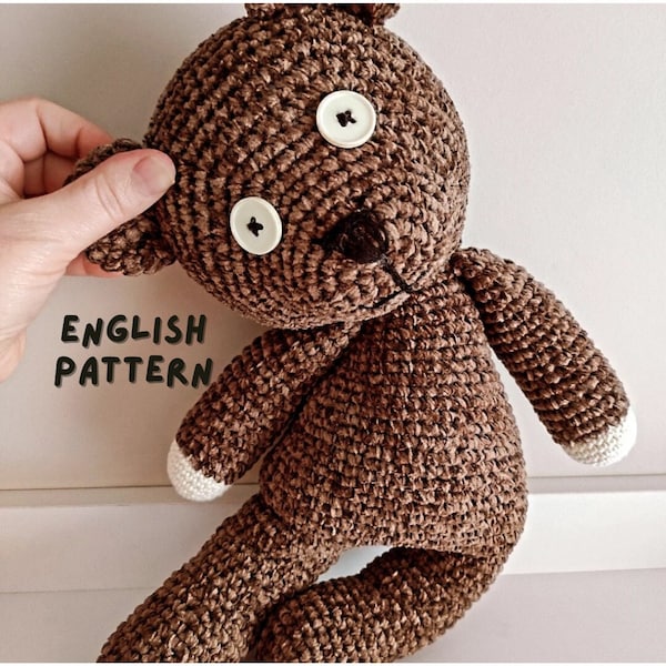 Patrón inspirado en el osito de peluche de Amigurumi Mr Bean, divertido regalo del día de San Valentín, tutorial PDF fácil de seguir, juguete de peluche de ganchillo, regalo para él