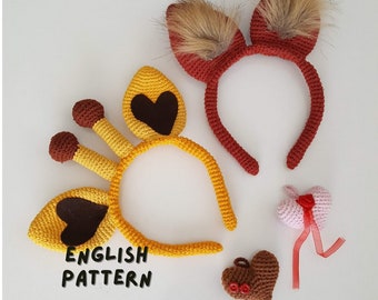 Amigurumi Giraffe Wolf Ears Crown Pattern, Crochet Beginner English Pattern PDF, Holiday Calendar Countdown, Baby Shower Gift for New Mother
