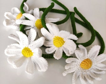 Gehaakt madeliefjekroonpatroon pdf, zelfstudie bloemhoofdband voor volwassenen - kinderen, boho-patroon bloemenhaaraccessoire, lente/zomer gehaakt patroon