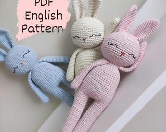 Patrón de conejito de crochet – Tutorial en PDF de conejo amigurumi – Fácil para principiantes