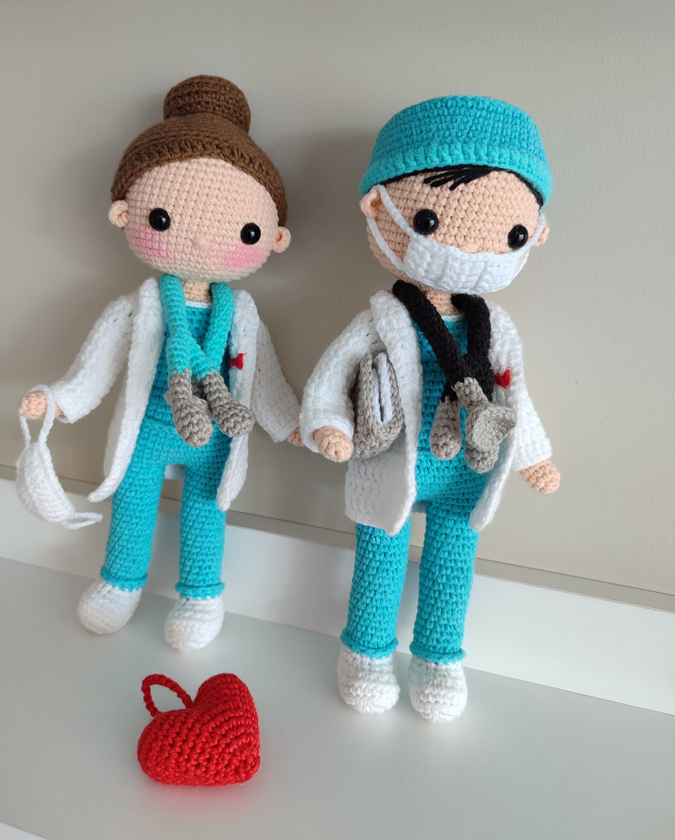 Crochet Doctor or Nurse Dolls 2 English Pattern in PDF Amigurumi Male and Female Doctor Doll Pattern Christmas Gift for Doctor or Nurse Etsy