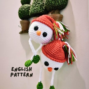 Crochet Snowman Ornament Pattern, Amigurumi Beginner PDF (Digital Download)