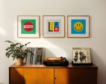 Smiley Face Poster Set of 3, Y2K Modern Art (Digital Download)