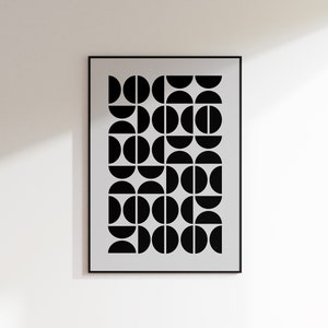 Lámina Bauhaus: Diseño geométrico en negro y gris (descarga digital)