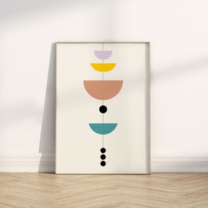 Mid-Century Modern Wall Art: Retro Formen Bunt Druck (Digitaler Download)