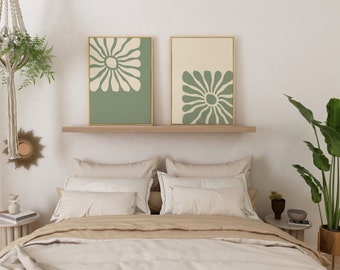 Groene Matisse-bloemenprintset, midcentury moderne muurkunst (digitale download)