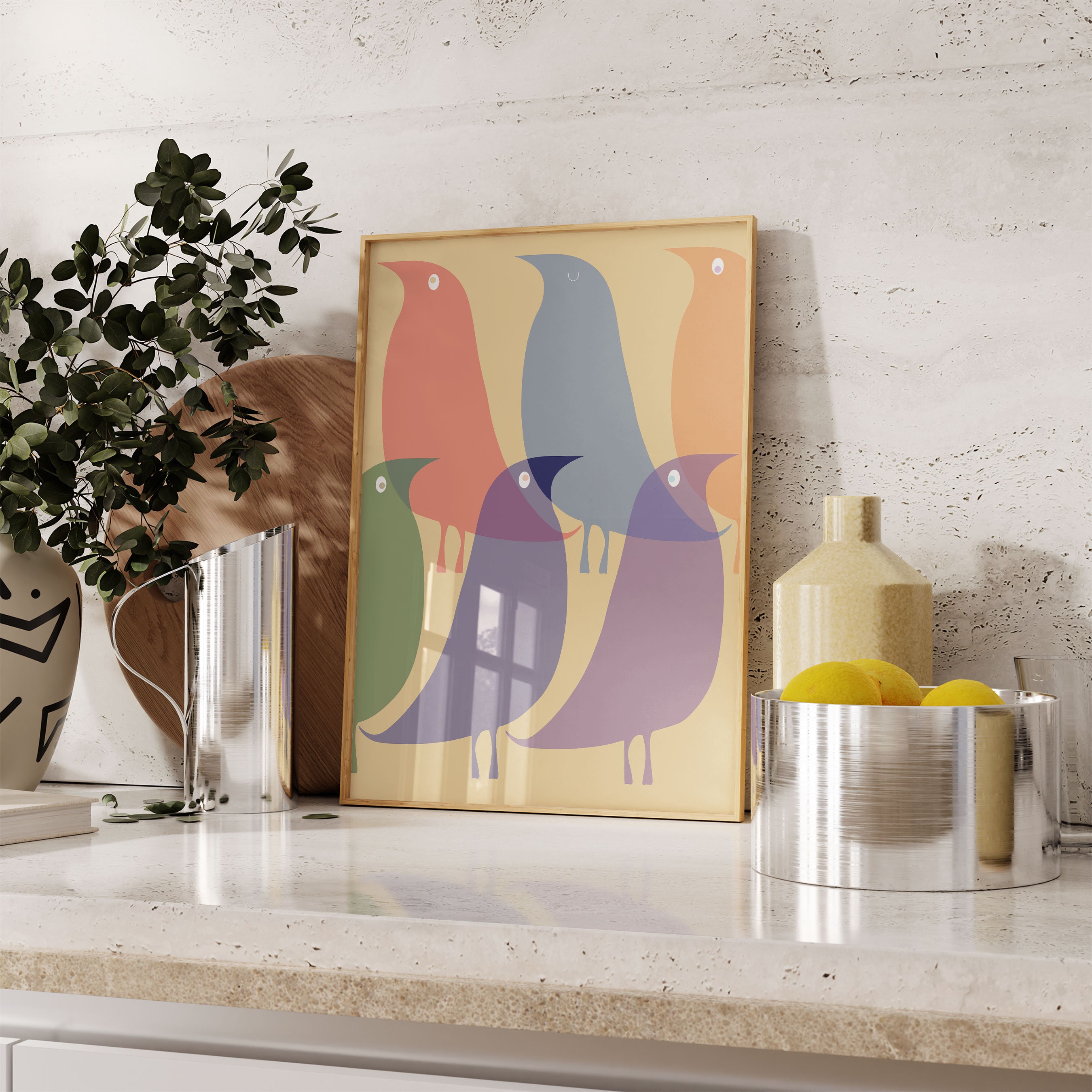 Bird Art Print Mid Century Modern Animal Art Minimalist Nature Poster