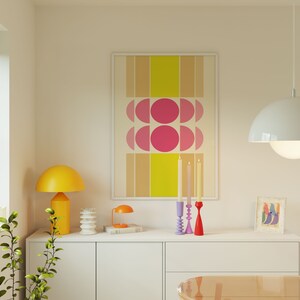 Retro Graphic Art Print: Pink & Yellow Mid-Century Modern (Digital Download)