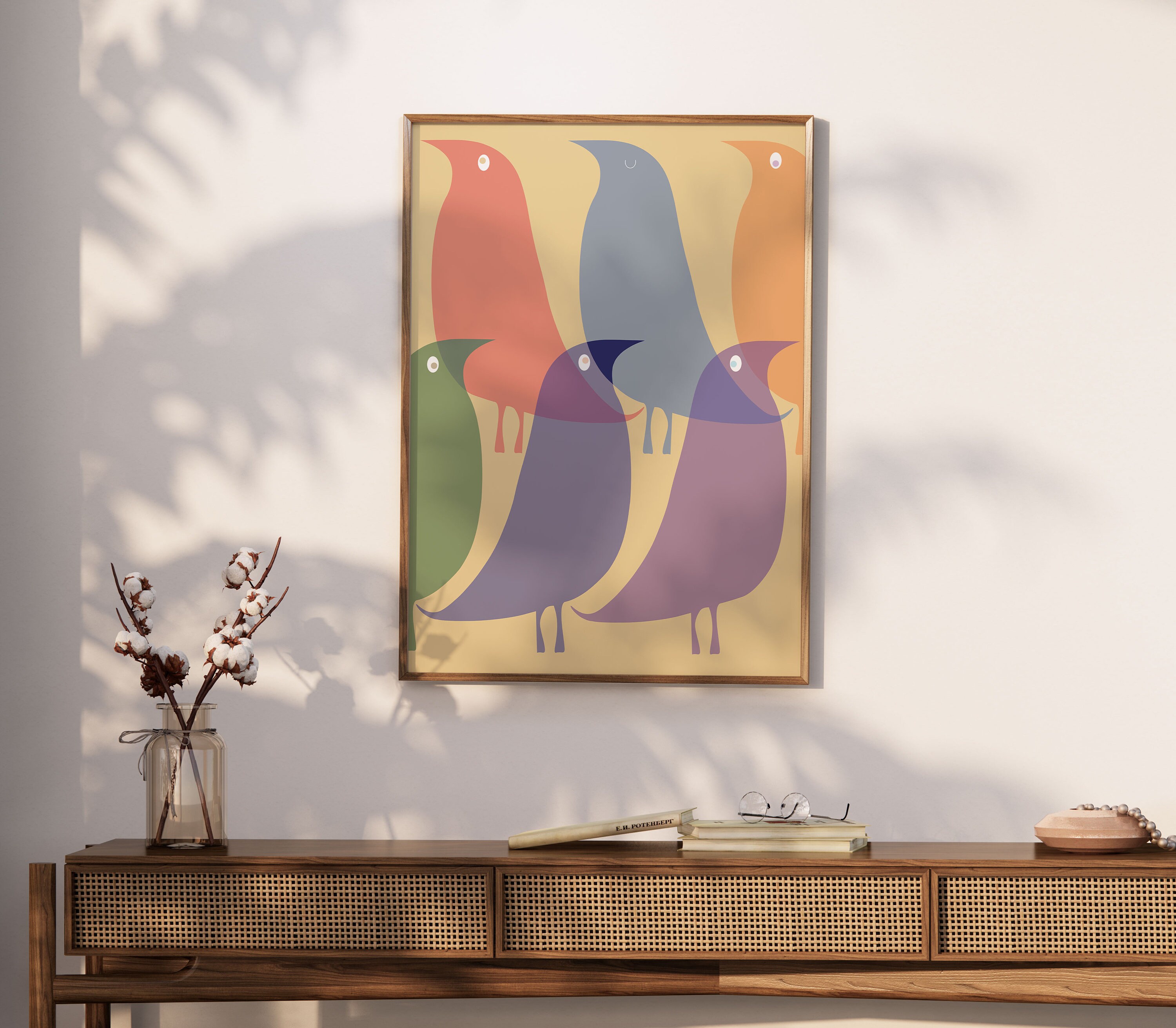 Bird Art Print Mid Century Modern Animal Art Minimalist Nature Poster