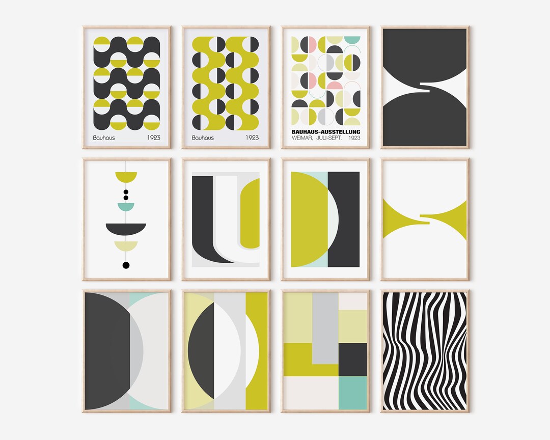 Bauhaus Print Set: Mid Century Modern Gallery Wall Art (digital ...