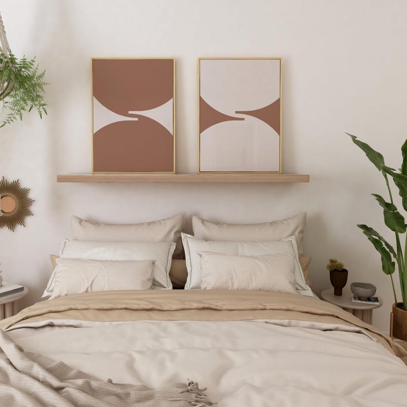 Pantone 2025 Mocha Mousse Print Set of 2 Bauhaus Wall Decor Mocha