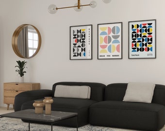 Bauhaus Kunstdruck Set: Mid Century Modern Geometrische Poster (Digitaler Download)
