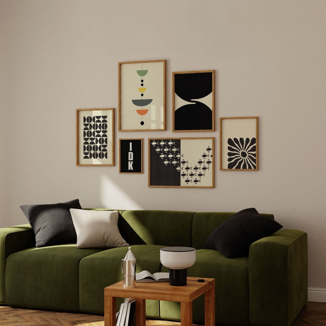 Mid Century Moderne abstrakte Galerie Wand Set bestehend aus 6