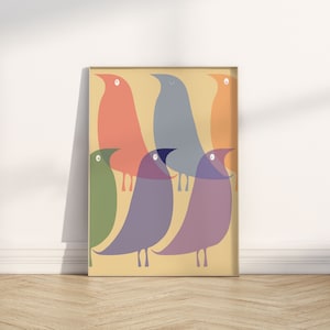 Bird Art Print Mid Century Modern Animal Art Minimalist Nature Poster Digital Download