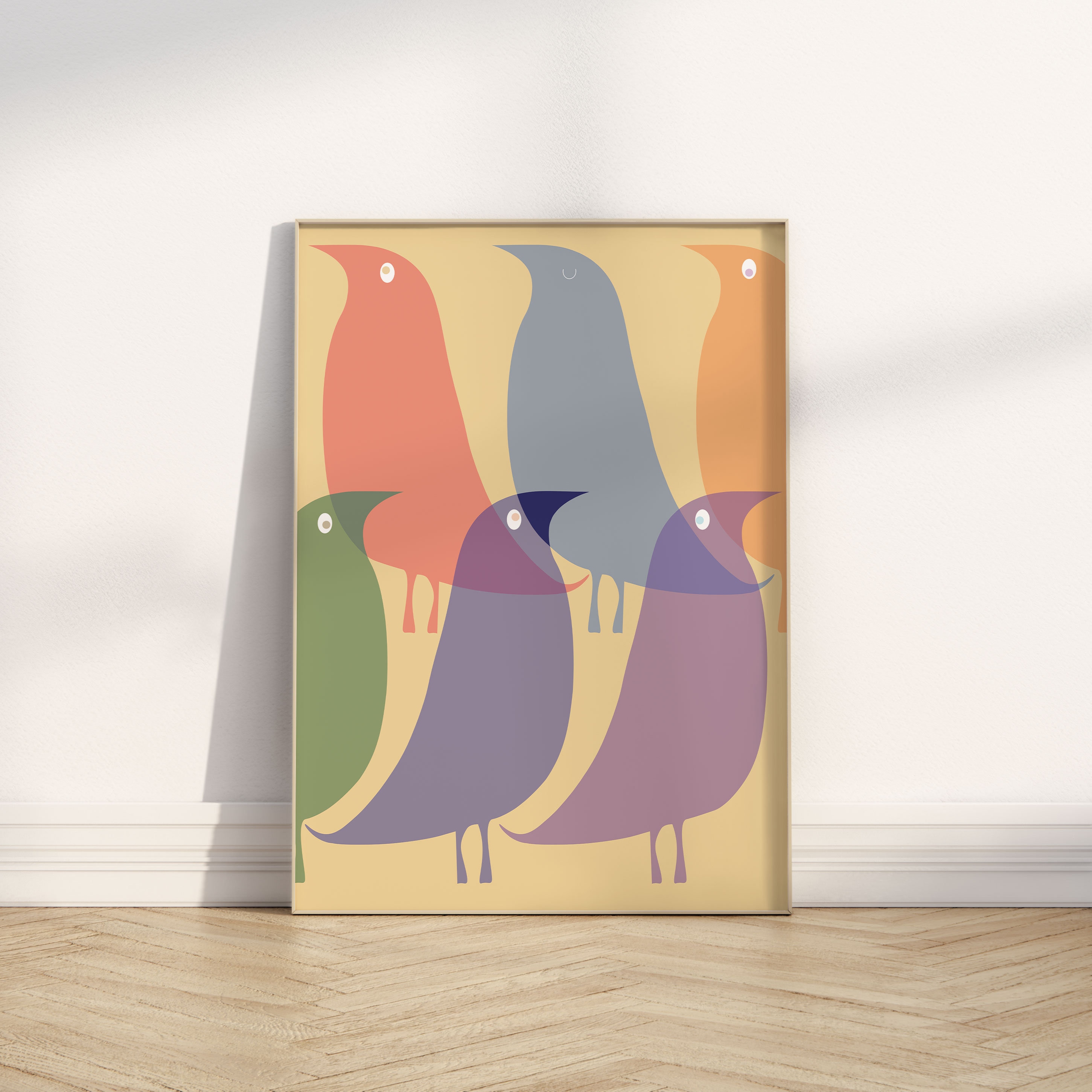 Bird Art Print Mid Century Modern Animal Art Minimalist Nature Poster