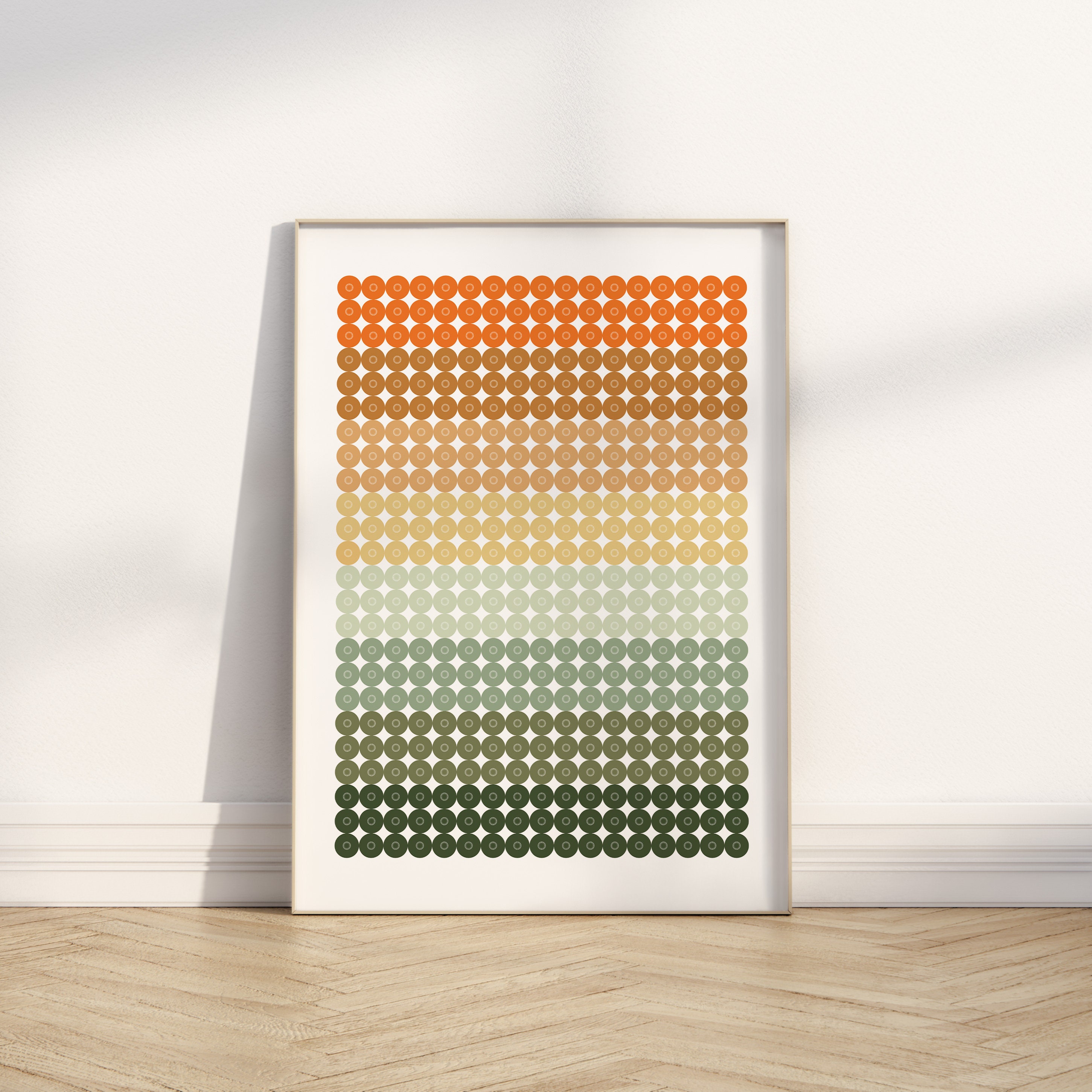 Green Print Set of 6 Orange Poster Gallery Wall Bauhaus Orange Abstract ...