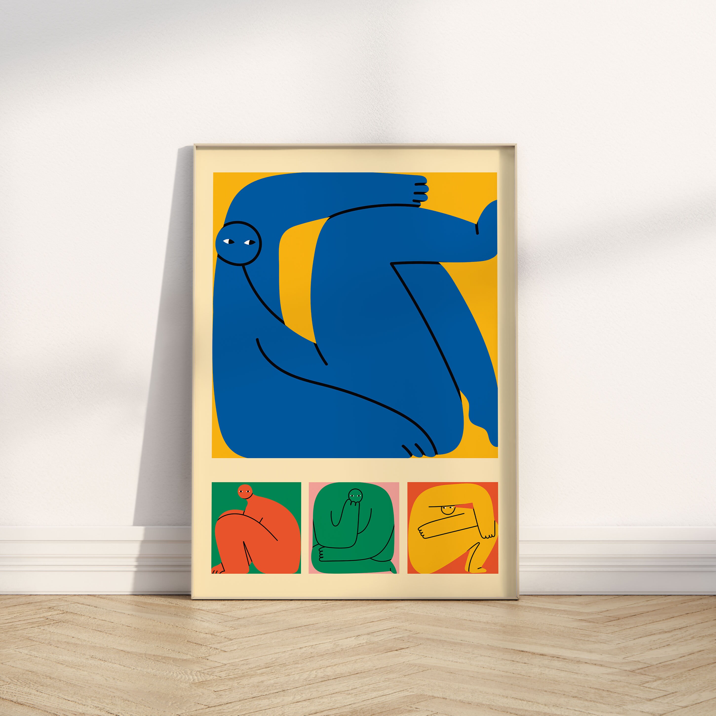 Graphic Wall Art 2 Set Bold Retro Figure Prints Matisse Style Portrait