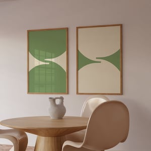 Green Bauhaus Print Set: Mid-Century Modern Abstract Art (Digital Download)
