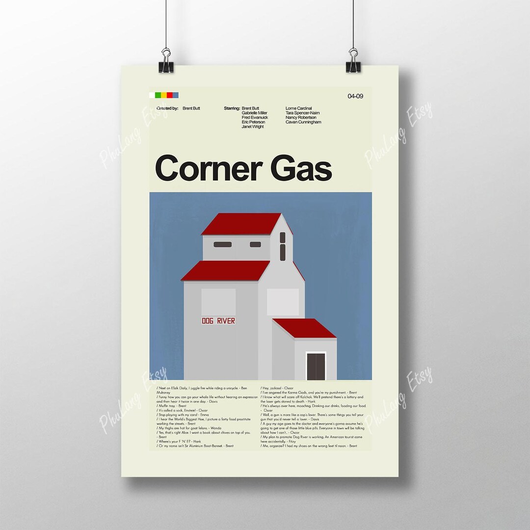 Corner Gas Dog River Grain Elevator Mid Century Modern Poster Etsy