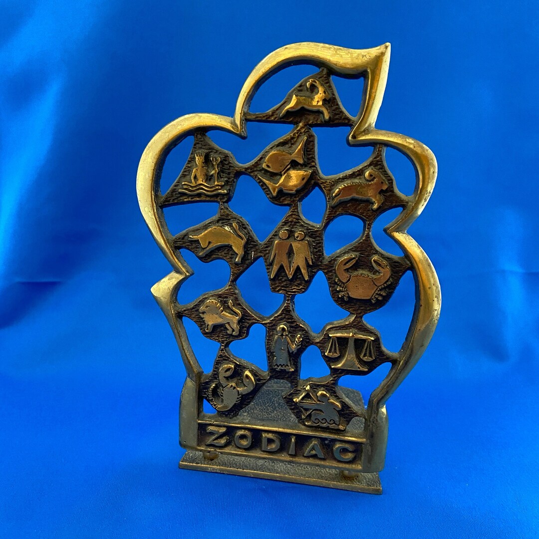 Vintage Single Brass Bookend Zodiac Signs Astrology Made in Israel ...