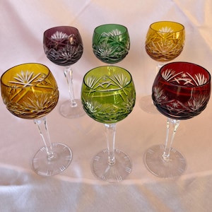 Vintage Nachtmann Lead Crystal Wine Glass: Diamond Cut Grape Motif Römer