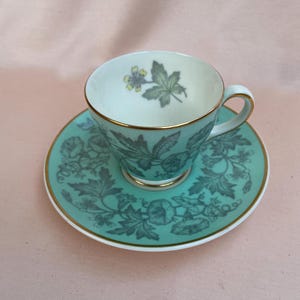 Vintage Wedgewood Bone China Demitasse Cup and Saucer Set - Blue Wildflower, Made in England