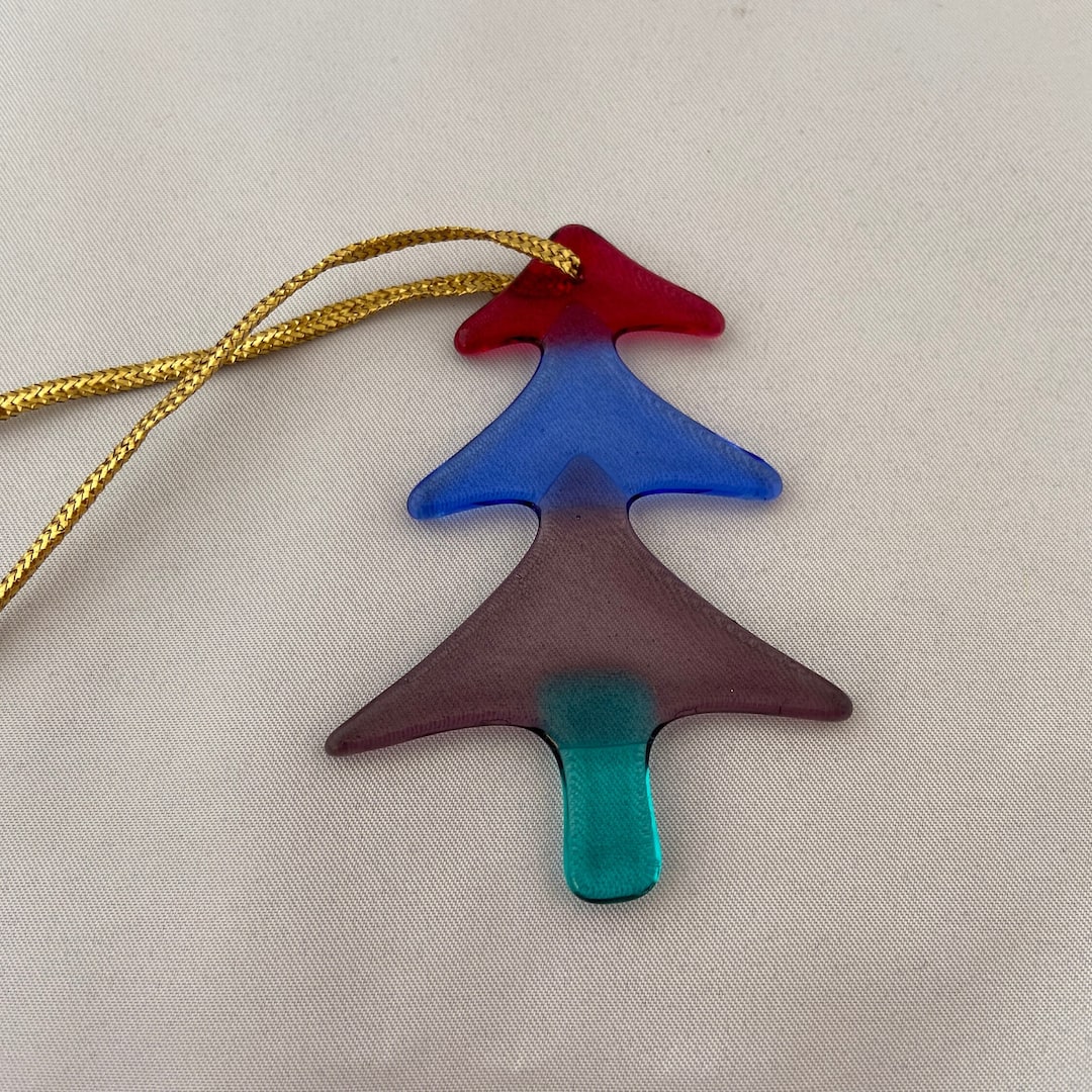 Vintage Murano Glass Christmas Tree Ornament Colored Glass Tree Shape