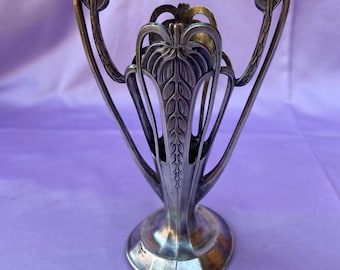 Antique WMF Art Nouveau Silver Plated Vase Holder. Ostrich Stamp. Around 1910. Brocante