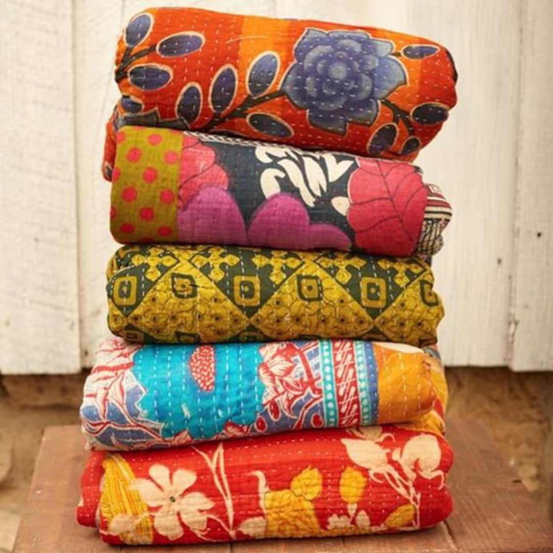 Vintage Kantha Quilts, Kantha Throw, Kantha Blankets, Quilts, Handmade