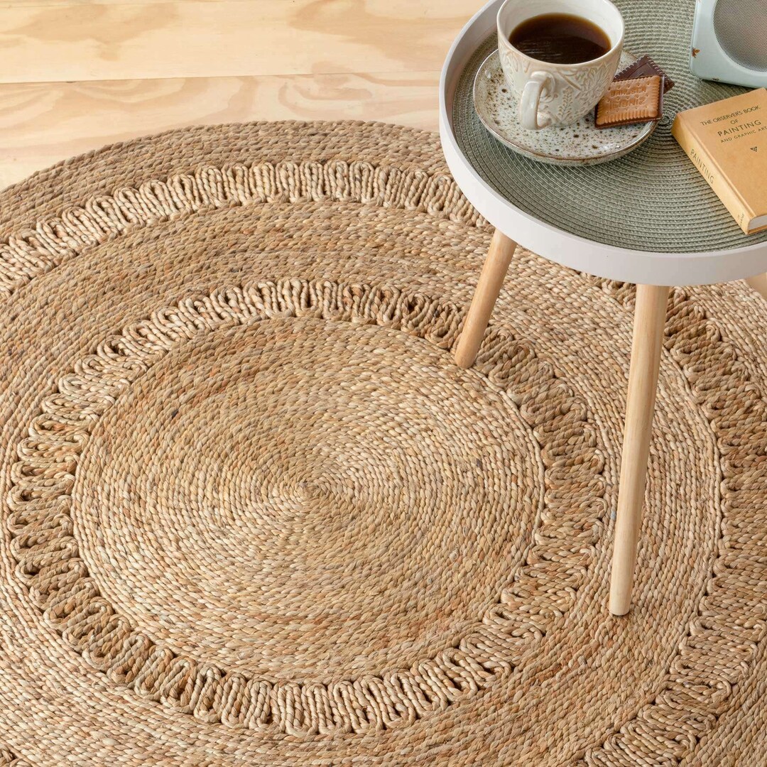 Natural Woven Round Circle Rug Etsy