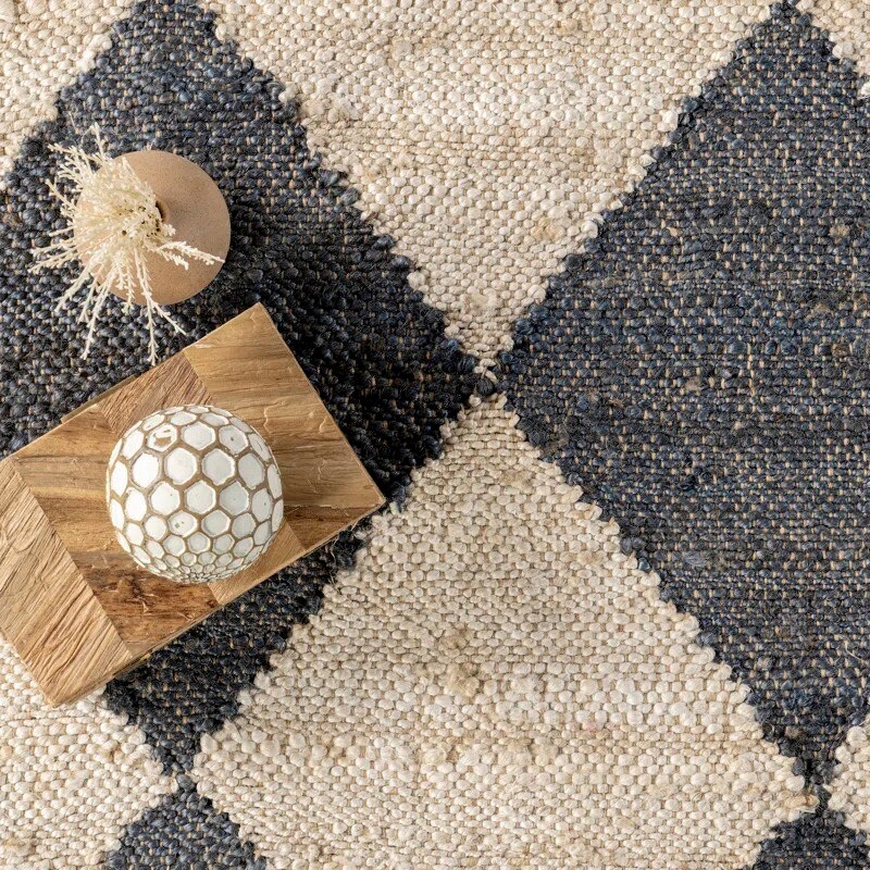 Diamond Checkerboard Jute Area Rug Etsy