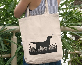 Labrador Retriever in Blumenwiese Tasche