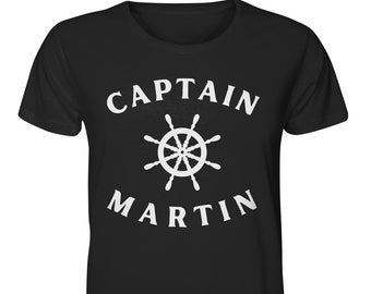 Personalisierbar Segler Yacht Kapitän Name Steuerkreuz T-shirt