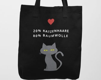 20% Katzenhaare 80 Prozent Baumwolle - Katzen Humor Tasche - süßes Comic Kätzchen - niedliche Zeichnung - Jutetasche Baumwolle