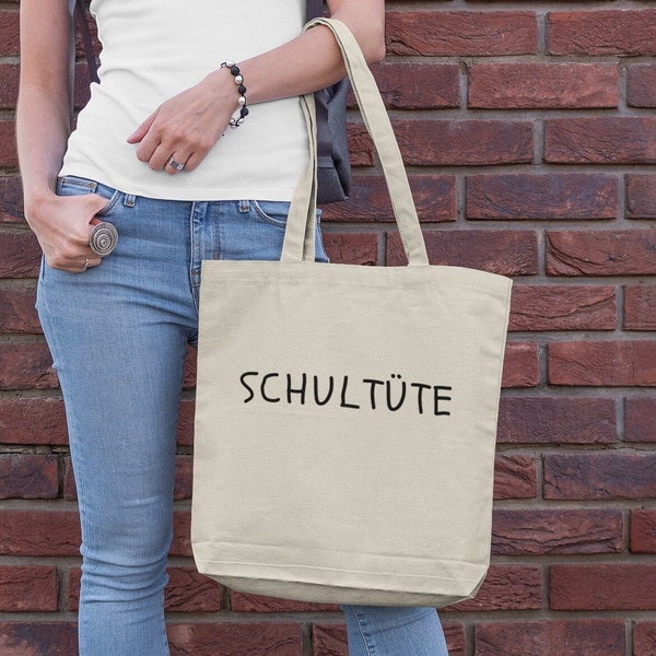 Schultüte Mädchen & Jungen - Schüler Geschenk - Lustiger Jutebeutel für Schulsachen, Schulmaterialien, Schulbedarf - Jutebeutel mit Spruch