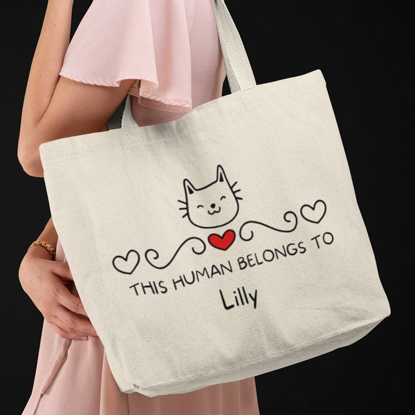 Katzen Outfit - Personalisierbares Accessoire - Tasche - Wunschtext / Wunschname - Geschenk Katzenliebhaber - Jutetasche Baumwolle