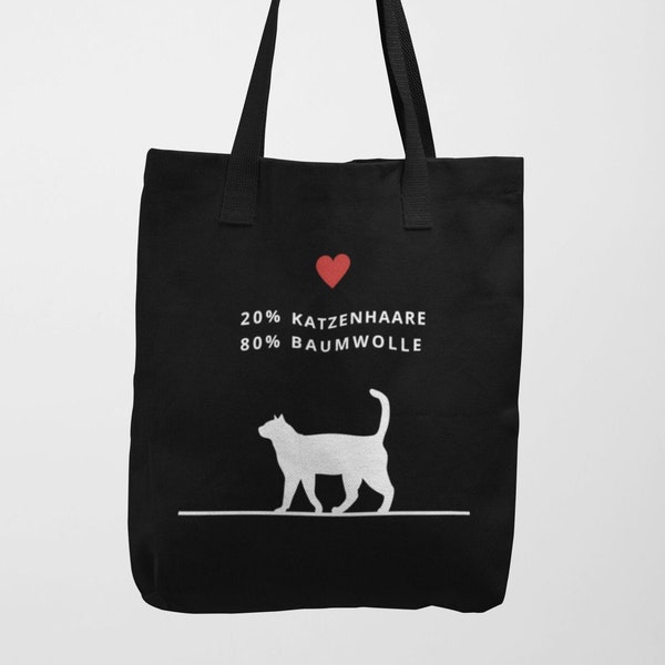 20% Katzenhaare 80 Prozent Baumwolle - Lustige Katzen Tasche - niedliche Zeichnung Jutetasche Baumwolle