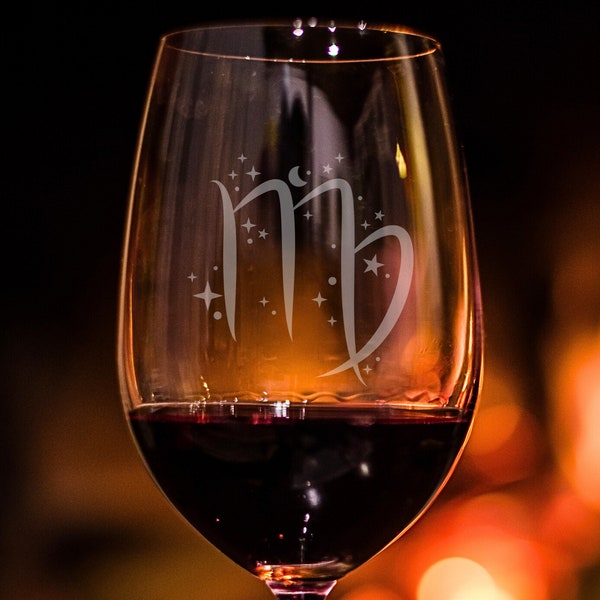 Sternzeichen Jungfrau Geschenk Weinglas graviert Virgo Zeichen