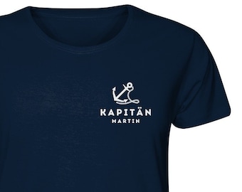 Kapitän Wunschname Personalisiertes T-shirt Segler Yacht Bootsbesitzer