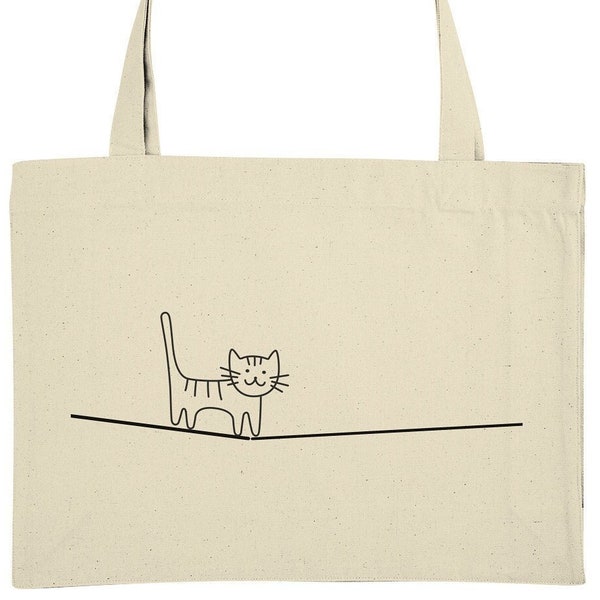 Katzen Tragetasche - Dekorative Katzentasche / Jutetasche - Comic Zeichnung für Katzenliebhaber, Katzenmamas und Katzenpapas - Geschenkidee