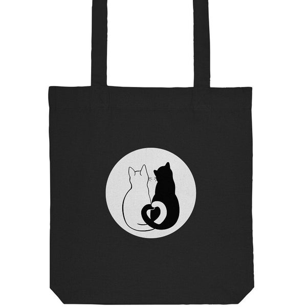 Katzen im Mond Jutetasche - niedliche Zeichnung - süße Kätzchen - Accesoire - Einkaufstasche - Canva Jutetasche Baumwolle