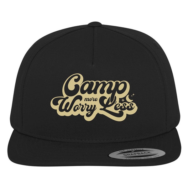 Acampa más Preocupate Menos - Camper Spruch Mütze - Lustiges Geschenk Camping Zubehör - Equipos para actividades al aire libre - Wander Ausrüstung Snapback