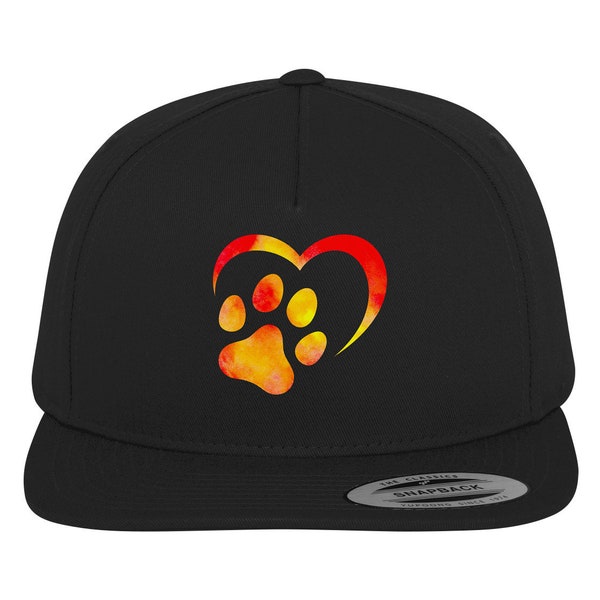 Pfotenabdruck Herz Mütze Herz Tierpfote Hundepfote Katzenpfote Herz Tierliebe Cappi - Hundebesitzer Mama Papa Katzenbesitzer Snapback