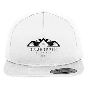 Personalisierbare Bauherrin Kappe - Bauherrin Name Wunschtext Baumwollmütze - Geschenk Hausbauer Spatenstich Einweihungsparty Snapback